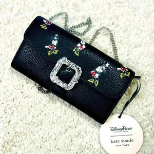 KATE SPADE DISNEY PARKS MINNIE MOUSE LEATHER WALLET CROSSBODY BAG NWT